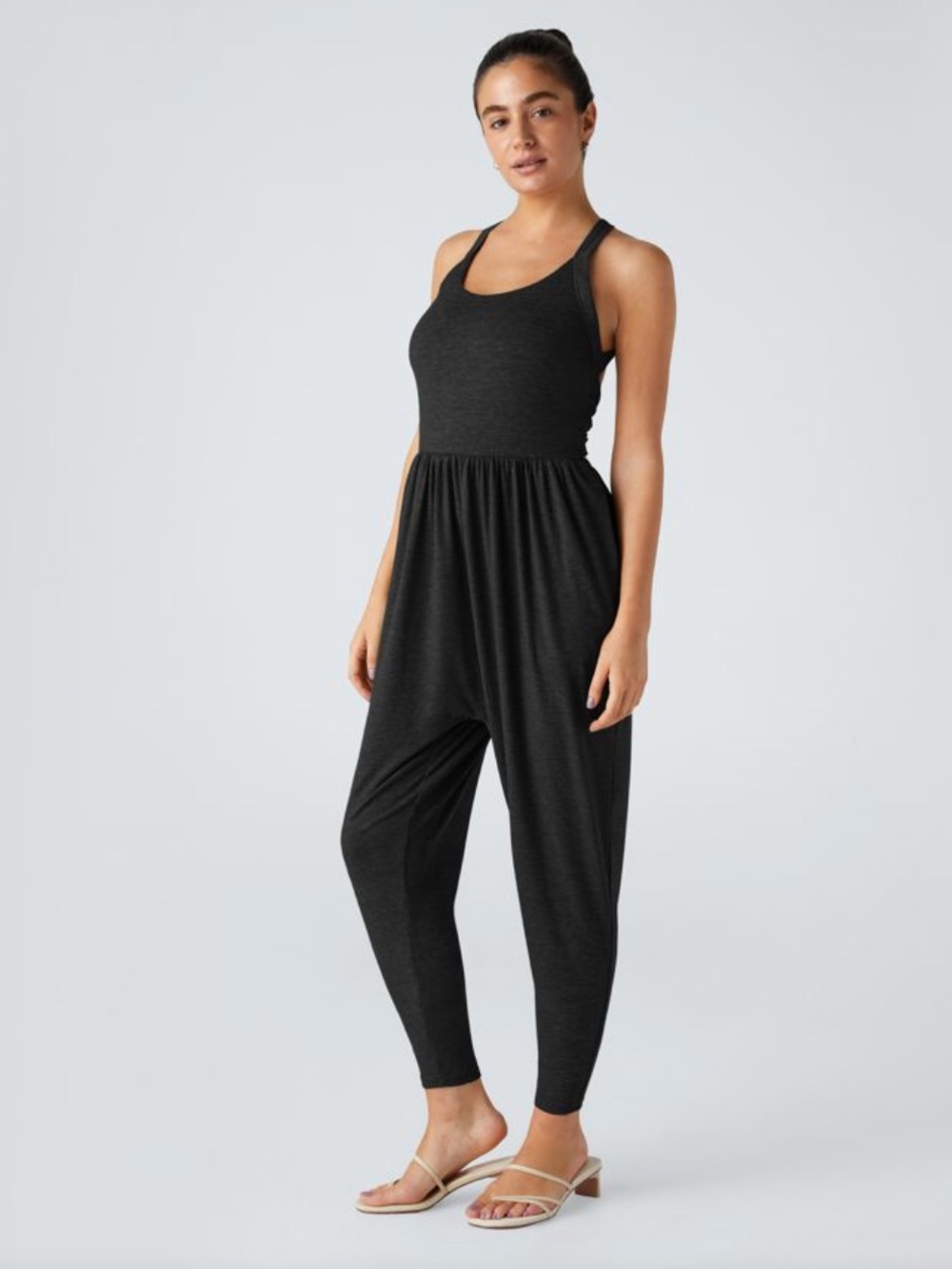 NWT Halara U Neck Pocket Harem Casual Black Jumpsuit-Easy Peezy Edition XL